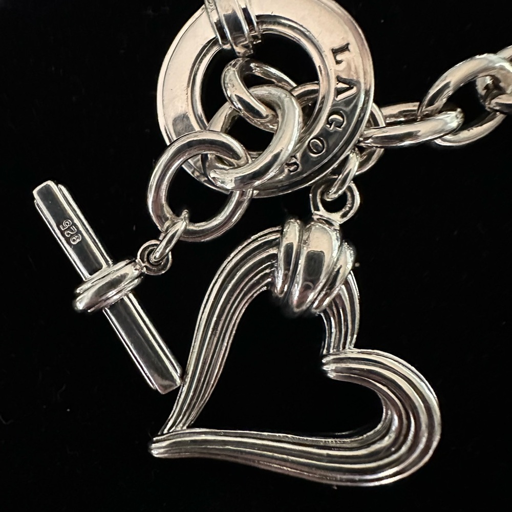 NWP Lagos Sterling Silver Fluted Open Heart On Charm Bracelet MSRP$450 Pristine - Picture 7 of 11